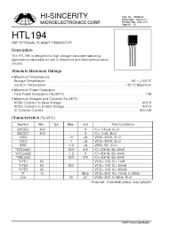 Datasheet HTL194 manufacturer Hi-Sincerity