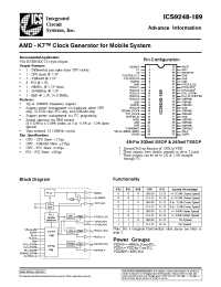 Datasheet ICS9248-189 manufacturer ICST