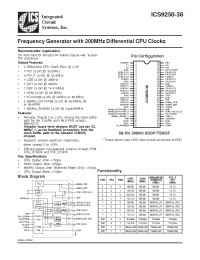 Datasheet ICS9250YG-38-T manufacturer ICST