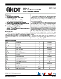 Datasheet 71V433 manufacturer IDT