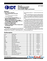 Datasheet 71V633S12PF manufacturer IDT