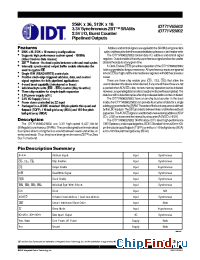 Datasheet 71V65602S150PFI manufacturer IDT