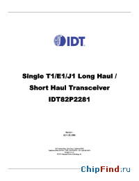 Datasheet 82P2281 manufacturer IDT