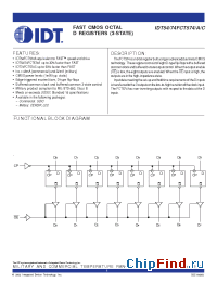 Datasheet IDT54FCT574DTLB manufacturer IDT