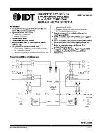 Datasheet IDT70V3379S6BC manufacturer IDT