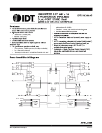 Datasheet IDT70V3389S4PRFI manufacturer IDT