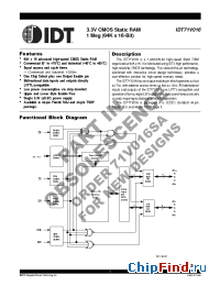 Datasheet IDT71V016S12 manufacturer IDT