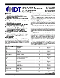Datasheet IDT71V2546S100BQ manufacturer IDT