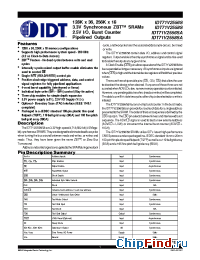 Datasheet IDT71V2556-100 manufacturer IDT