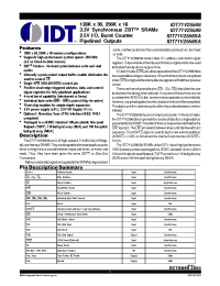 Datasheet IDT71V2556SA100BG manufacturer IDT
