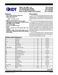 Datasheet IDT71V2576YSA133PF manufacturer IDT