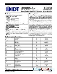 Datasheet IDT71V25781S166BG8 manufacturer IDT