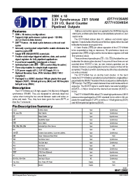 Datasheet IDT71V3548S100BQ manufacturer IDT