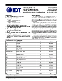 Datasheet IDT71V35761S166BGI manufacturer IDT