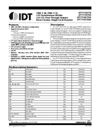 Datasheet IDT71V3577YS80BQG manufacturer IDT