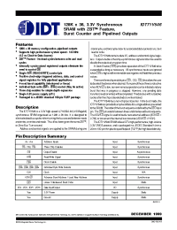 Datasheet IDT71V546S117PFI manufacturer IDT