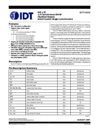 Datasheet IDT71V632S6PFG8 manufacturer IDT