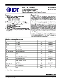 Datasheet IDT71V67602133BGI manufacturer IDT