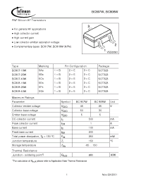 Datasheet BC807-16WE6327 manufacturer Infineon
