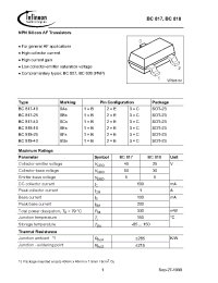 Datasheet BC818-16E6433 manufacturer Infineon