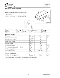 Datasheet BCR191E6433 manufacturer Infineon