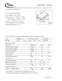 Datasheet BFP405 manufacturer Infineon
