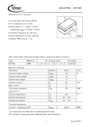 Datasheet BFP420E6433 manufacturer Infineon