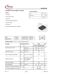 Datasheet BSO080P03S manufacturer Infineon