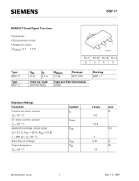 Datasheet BSP17E6327 manufacturer Infineon