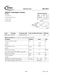 Datasheet BSS192P manufacturer Infineon