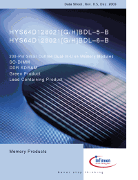 Datasheet HYS64D128021HBDL-5-B manufacturer Infineon