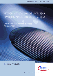 Datasheet HYS64D16000GU-7-A manufacturer Infineon