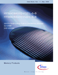 Datasheet HYS64D64020HDL-6-B manufacturer Infineon