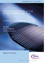 Datasheet HYS64T128020HM-5-A manufacturer Infineon