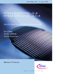 Datasheet HYS64T256022HDL-3.7-A manufacturer Infineon