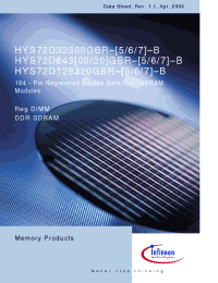 Datasheet HYS72D32300GBR-7-B manufacturer Infineon