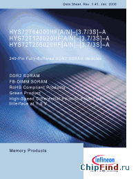 Datasheet HYS72T128020HFA-3.7-A manufacturer Infineon
