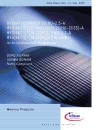 Datasheet HYS72T32000HU-25F-A manufacturer Infineon