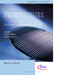 Datasheet HYS72T64020HP-3.7-A manufacturer Infineon