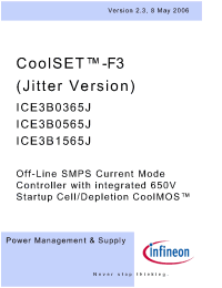 Datasheet ICE3B1565J manufacturer Infineon