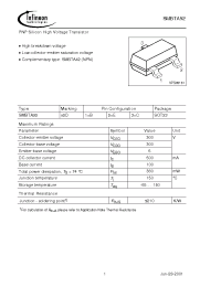Datasheet SMBTA92E6433 manufacturer Infineon