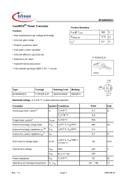 Datasheet SPA06N60C3 manufacturer Infineon