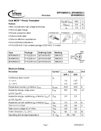 Datasheet SPA08N50C3 manufacturer Infineon