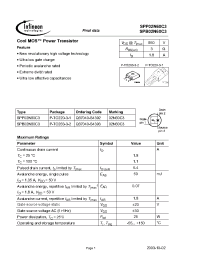 Datasheet SPB02N60C3 manufacturer Infineon