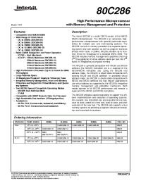 Datasheet 80C286-20 manufacturer Intersil