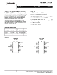 Datasheet AD7520K manufacturer Intersil