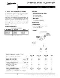 Datasheet BYW51-100 manufacturer Intersil