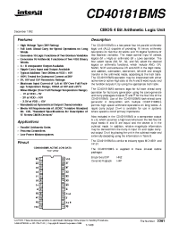 Datasheet CD40181BMS manufacturer Intersil