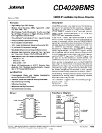 Datasheet CD4029BDMSR manufacturer Intersil