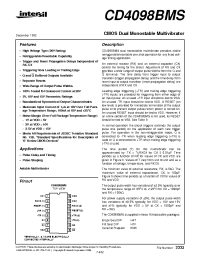 Datasheet CD4098BKMSR manufacturer Intersil